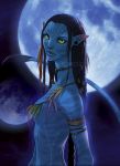 1_alien 1_female 1_girl alien avatar avatar_(movie) black_hair blue_skin breasts female female_alien female_na'vi green_eyes hair james_cameron's_avatar long_hair moon mostly_nude na'vi neytiri night orpheelin side_view small_breasts solo standing tail