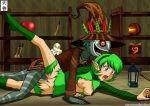 bad_posing breasts from_behind green_hair nagano_tenzen nintendo nipples open_mouth pointy_ears purple_eyes pussy rape saria sex short_hair skull_kid tenzen the_legend_of_zelda torn_clothes uncensored vaginal zelda