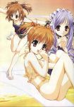 3girls aria_(sister_princess) artist_request bikini brown_hair hinako_(sister_princess) multiple_girls orange_hair purple_hair scan sister_princess swimsuit tankini yotsuba_(sister_princess)