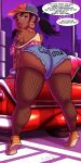 1girl 1girls ass big_ass big_ass big_breasts black_hair breasts chel dark-skinned_female earrings female_only fishnet_stockings fishnets hat huge_ass large_ass long_hair minishorts planz34 pussy revision shorts smooth_skin speech_bubble standing tattoo text the_road_to_el_dorado thick_thighs thighs twin_tails