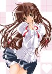  1girl blush brown_eyes brown_hair female karen_(sister_princess) long_hair sister_princess solo yukiwo 