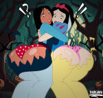 booty crossover darkanya darkdpx3 disney disney_princess embarrassed euf fa_mulan mulan panties ripped_dress snow_white_(disney) snow_white_and_the_seven_dwarfs thick_ass underwear woods