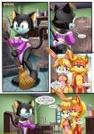 1boy 2girls anthro antoine_d'coolette bbmbbf bunnie_rabbot comic ebony_the_cat how_many_times_per_day_(comic) male mobius_unleashed palcomix sega sonic_the_hedgehog_(series)