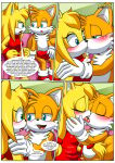  1boy 1girl 1girl anthro bbmbbf blush comic dialogue french_kiss kissing let_me_love_you_(comic) male male/female miles_&quot;tails&quot;_prower mobian_(species) mobius_unleashed palcomix sega sega sonic_boom sonic_the_hedgehog_(series) speech_bubble tails_the_fox zooey_the_fox 