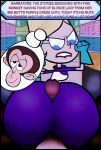 angry_face ass background big_ass big_hips big_penis bitting_lip blonde_hair blue_eyes brown_fur buttjob cartoon_network covered_buttjob dexter's_laboratory dexter's_mom's_rival dry_humping edit edited edited_screencap erection furry furry_male hanna-barbera hd lips monkey_(dial_m_for_monkey) purple_clothing purple_dress red_lips shopping speech_bubble yellow_gloves