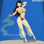 1girl asian_female athletic_female barefoot belly_dancer belly_dancer_outfit big_breasts black_eyes black_hair bracelet cleavage disney disney_princess fa_mulan female_abs fit_female harem_girl harem_pants long_hair mshowllet mulan seductive_look