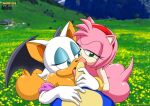  1girl amy_rose anthro anthro_only ass blue_eyes blue_fur double_fellatio erect_penis eyeshadow field furry furry_male furry_only gloves green_eyes holding_penis horny house licking_penis makeup male male/female mobius_unleashed pink_fur rouge_the_bat sega sega sonic_the_hedgehog threesome white_fur wristband 