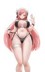  1girl absurd_res alluring bra brunobrun9bruno cherche_(fire_emblem) choker fire_emblem fire_emblem_awakening fire_emblem_heroes hair_ornament high_res knees legs long_hair looking_at_viewer looking_down maid_headdress milf navel nintendo panties pink_hair red_eyes smile stomach striped_bra striped_clothes striped_panties thighs underwear very_long_hair 