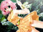  bare_shoulders fringe green_hair open_mouth pink_hair short_hair soft_beauty solo_female sunlight tajima_yoshikazu wallpaper 