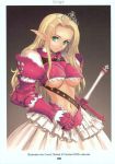 armor blonde_hair breasts copyright_request elf gauntlets gloves green_eyes hentai highres long_hair midriff pointy_ears scan sword taka_tony taka_tony_(artist) takayuki_tanaka takayuki_tanaka_(artist) tanaka_takayuki tanaka_takayuki_(artist) tony_taka tony_taka_(artist) underboob weapon