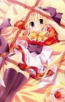  blonde_hair blue_eyes blush bow hair_bow hair_ornament kannagi_rei long_hair maid original solo thighhighs 