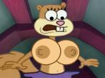  1furry 1girl 2024 big_breasts black_eyes breasts female_only nickelodeon nipples open_mouth sandy_cheeks sexy_breasts spongebob_squarepants squirrel 