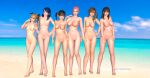 1girl 3d 6girls alluring bare_legs beach black_hair blonde_hair blue_hair brown_hair completely_nude_female dead_or_alive dead_or_alive_xtreme_venus_vacation elise_(doa) female_focus female_only koharu_(doa) lobelia_(doa) marie_rose misaki_(doa) multiple_girls nanami_(doa) nude nude_female nudity pink_hair pussy tagme