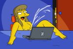 artist_request breasts completely_nude cum kitchen lakikoopax laura_powers legs_up long_hair masturbation nipples open_mouth pc pleasure_face squirting table the_simpsons tongue tongue_out