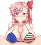 1boy 1girl abridged-satoko american_flag american_flag_bikini big_breasts breasts clothed_paizuri country girls_frontline grin human human_only humanoid_penis jewish jewish_female light-skinned_female light-skinned_male light_skin looking_at_viewer negev_(girls_frontline) paizuri paizuri_under_clothes smile smiling_at_viewer smug source_request star_of_david