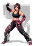 1girl 1girl abs alluring athletic athletic_female big_breasts brown_hair cleavage cosplay female_abs female_only fit_female karate_pants kazama_asuka namco shamserg tekken tekken_8