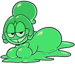 1girl ass badguynek big_ass breasts monster monster_girl nude nude nude_female oc original_character pam_(badguynek) simple_background slime_girl slime_monster smile smiling_at_viewer solo_female solo_focus