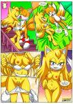  1boy 1girl 1girl anthro barefoot bbmbbf blush breasts comic dialogue feet french_kiss humanoid_feet kissing let_me_love_you_(comic) male male/female miles_&quot;tails&quot;_prower mobian_(species) mobius_unleashed navel nipples palcomix pussy sega sega sex socks soles sonic_boom sonic_the_hedgehog_(series) speech_bubble tails tails_the_fox toes undressing zooey_the_fox 