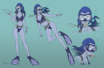  1girl activision bikini blizzard_entertainment blue_hair breasts bubbles concept_art darkbunny666 diving earrings eyelashes female flippers green_eyes hoop_earrings jewelry long_hair looking_at_viewer medium_breasts navel ocean overwatch purple_bikini purple_skin purple_swimsuit scuba scuba_gear scuba_mask scuba_tank sea shoxxe solo swimming swimsuit underwater watch water widowmaker_(overwatch) 