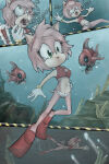 1girl air_bubbles amy_rose anthro asphyxiation bikini breasts bubbles cameltoe drowned drowning female fins flippers freediving furry gloves headband hedgehog kronworld navel ocean red_bikini_top sea sega shipwreck small_breasts solo sonic_(series) sonic_the_hedgehog_(series) swimming swimming_fins swimsuit underwater water white_bikini_bottom