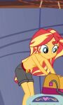 breasts casual_nudity equestria_girls hasbeen human my_little_pony older older_female shorts sunset_shimmer sunset_shimmer_(eg) topless topless_female young_adult young_adult_female young_adult_woman