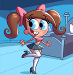 ai_generated genderswap high_heels miniskirt mtf_crossgender pigtails stockings the_fairly_oddparents timantha timmy_turner