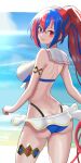  1girl 1girl 1girl alear_(female)_(fire_emblem) alear_(female)_(seaside_dragon)_(fire_emblem) alear_(fire_emblem) alluring alternate_costume alternate_hairstyle ass beach big_ass big_breasts bikini blue_hair color female_only fire_emblem fire_emblem_engage fire_emblem_heroes grin heterochromia looking_at_viewer looking_back microskirt nintendo official_alternate_costume official_alternate_hairstyle outside pool-skirt red_and_blue_hair red_eyes red_hair skirt smile solo_female swimsuit tarutaru193 thick_thighs thighs 