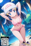 1girl 1girl 1girl :o armpits arms_behind_head arms_up bangs bare_shoulders beach beanie big_breasts bikini blue_eyes blue_hair blush breasts clavicle cleavage closed_mouth clothing cloud dawn_(pokemon) day female_only footwear forest front-tie_top hair_ornament hairclip hat headwear legs littlehentai long_hair looking_at_viewer medium_breasts moon nature navel night ocean open_mouth outside palm_tree parted_lips pink_bikini pink_skirt pink_swimsuit pokemon pokemon_(game) pokemon_character pokemon_diamond_pearl_&amp;_platinum protagonist_(pokemon) savitar savitar_(artist) sky smile standing stomach swimsuit thigh_gap thighs tree very_long_hair water white_headwear