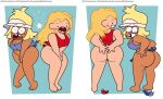  adventure_time adventure_time:_fionna_&amp;_cake ass big_ass blonde_hair blush bottomless carol_kincaid cartoon_network crossover embarrassed_nude_female embarrassing enf fionna_the_human ok_k.o.!_let&#039;s_be_heroes one-piece_swimsuit surprise thecartoonlove wardrobe_malfunction wide_hips 