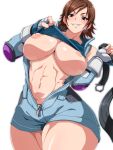 1girl abs absurd_res alluring athletic_female big_breasts blush bodysuit breasts breasts_out brown_eyes brown_hair cowboy_shot female_abs fingerless_gloves fit_female gloves high_res holding_belt hourglass_figure kazama_asuka looking_at_viewer matching_hair/eyes namco narrow_waist navel nipples no_bra open_clothes request ryohei_29 shirt_lift short_hair smile standing tekken tekken_5_dark_resurrection tekken_7 tekken_8 tekken_tag_tournament_2 thick_thighs thighs toned toned_female transparent_background unzipped_bodysuit wide_hips zipper zipper_down