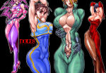 1girl 4girls anna_williams bandai_namco big_breasts big_breasts black_hair blonde_hair bodysuit breasts capcom chun-li cleavage crossover erect_nipples gloves high_heels human jumpsuit multiple_girls muscle namco namco_bandai nina_williams pantyhose purple_hair rose_(street_fighter) shoes siblings silf silfs sisters skin_tight street_fighter street_fighter_alpha street_fighter_alpha_2 street_fighter_alpha_3 tekken voluptuous yuri-ai