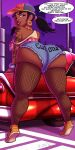 1girl 1girls ass big_ass big_ass big_breasts black_hair breasts chel dark-skinned_female earrings female_only fishnet_stockings fishnets hat huge_ass large_ass long_hair minishorts planz34 pussy revision shorts smooth_skin speech_bubble standing tattoo text the_road_to_el_dorado thick_thighs thighs twin_tails