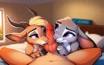 1boy 2girls ai_generated anthro canine disney female fox furry gazelle gazelle_(zootopia) judy_hopps lagomorph male male/female nick_wilde nude oral oral_sex penis rabbit sex theunamusedfox zootopia