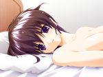  big_breasts breasts character_request komatsu_eiji kono_basho_de_issho_ni looking_at_viewer megami nude on_bed powder_snow short_hair 