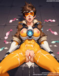 1girl 1girl 1girl after_sex after_vaginal ai_generated bangs big_breasts blush bodysuit breasts brown_eyes brown_hair chest_harness clitoral_hood clitoris clothing condom covered_navel dripping_semen eyewear facial female_only genital_fluids gloves goggles harness jacket jousneystudio lips looking_at_viewer lying medium_breasts multiple_condoms nakadashi navel nipples on_back open_clothes open_mouth orange_bodysuit overwatch overwatch_2 piercing pointless_condom pussy semen semen_on_body semen_on_breasts semen_on_chest semen_on_lower_body semen_on_upper_body sex_toy short_hair skin_tight spread_legs thighs tongue tongue_out torn_bodysuit torn_clothes torn_pants tracer tracer_(overwatch) used_condom