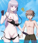  1boy 1girl danganronpa kirigiri_kyouko nanika_iru nipples pasya-pasya pussy swimsuit uncensored wardrobe_malfunction 