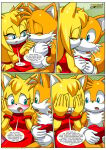 1boy 1girl 1girl anthro bbmbbf blush blush comic dialogue kissing let_me_love_you_(comic) male male/female miles_"tails"_prower mobian_(species) mobius_unleashed palcomix sega sega sonic_the_hedgehog_(series) tails_the_fox zooey_the_fox