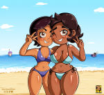 amity_blight artist_request beach big_ass big_breasts bikini blush brown_hair camila_noceda luz_noceda milf peace_sign purple_hair short_hair soycuscatleco tan_skin tanned the_owl_house