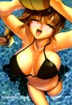 1girl ball beach beachball bikini bouncing_breasts breasts closed_eyes dead_or_alive ebina_souichi hentai highres huge_breasts kasumi kasumi_(doa) large_breasts solo swimsuit tecmo volleyball wet