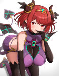  1girl 1girl alluring ass bangs big_breasts core_crystal gonzarez halloween heroine high_res horns large_ass latex leaning_forward licking_lips light-skinned_female light_skin milf naughty_face nintendo pyra red_eyes red_hair short_hair stockings succubus succubus_costume suggestive_look swept_bangs thick_thighs thighs xenoblade_(series) xenoblade_chronicles_2 