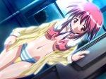 moekan no_bra open_clothes open_shirt panties rinia_dedoldia shirt striped striped_panties underwear