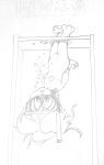 1girl alvin_and_the_chipmunks bubbles chipmunk cub drawing dtcg fanart female handcuffed holding_breath jeanette_miller monochrome navel nipple nude peril rodent solo traditional_media_(artwork) underwater