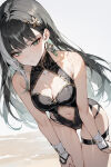 1girl alternate_costume baizhi_(wuthering_waves) bellmod3 chinese_clothes earrings jewelry lingerie long_hair looking_at_viewer mandarin_collar navel solo_focus twitter underwear wuthering_waves