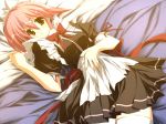 1girl game_cg hentai lying maid moekan motoyon red_hair solo thighhighs zettai_ryouiki