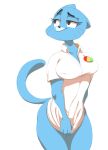  2012 anthro applesarcum blue_fur bottomless cat clothed clothing feline female half-dressed looking_away milf mother nicole_watterson parent solo sunibee sweetsing the_amazing_world_of_gumball 