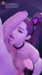 3d ariana_grande brown_eyes cat_ears chrisiboi fortnite licking_balls licking_penis licking_testicles penis_on_face ponytail tongue_out