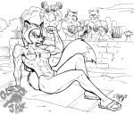 anthro barbell bikini dumbbell furry micro_bikini monochrome muscle muscular_female pose posing sunglasses workout