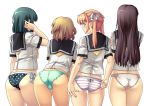 4_girls 4girls adjusting_panties ass back bent_over cameltoe example hentai multiple_girls nagayori panties school_uniform sexy_ass side-tie_panties simple_background striped striped_panties twintails uncensored white_background