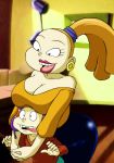 all_grown_up big_breasts boob_hat breasts charlotte_pickles cleavage dil_pickles earrings from_behind huge_breasts hugging incest palcomix rugrats smile surprise