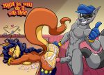 1280x930 bent_over blue_hair carmelita_fox cum cum_drip cum_string earring eltonpot fox furry gloves jilo penis pussy raccoon sly_cooper sly_cooper_(series) tagme thumbs_up wallpaper